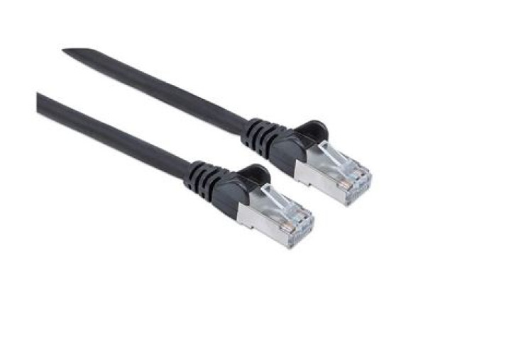 CAT.6A S/FTP LSZH fekete szerelt patch kábel 0,5m, Intellinet