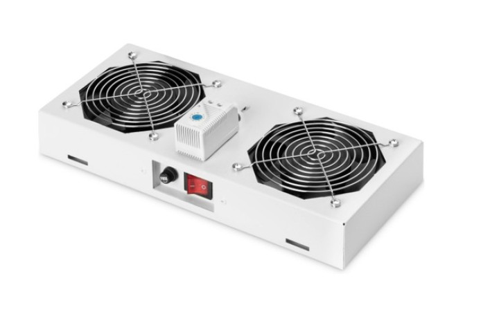 Ventillátor egység termosztáttal 2 ventillátorral, Digitus, DN-19 FAN-2-WM-T